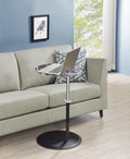 Small Drink Table,Height Adjustable Pedestal Table, Martini Tables, Side End Tables with Round Marble Top,Increase Size and Weighted Base for Small Spaces Living Room,Bedroom - Black