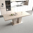 Extendable Dining Room Table for 6 8 10, Modern Farmhouse Rectangular Wooden Folding Kitchen Expanding Long Expandable Dining Room Conference Table with Pedestal Base 78.74" - 62.99" Beige