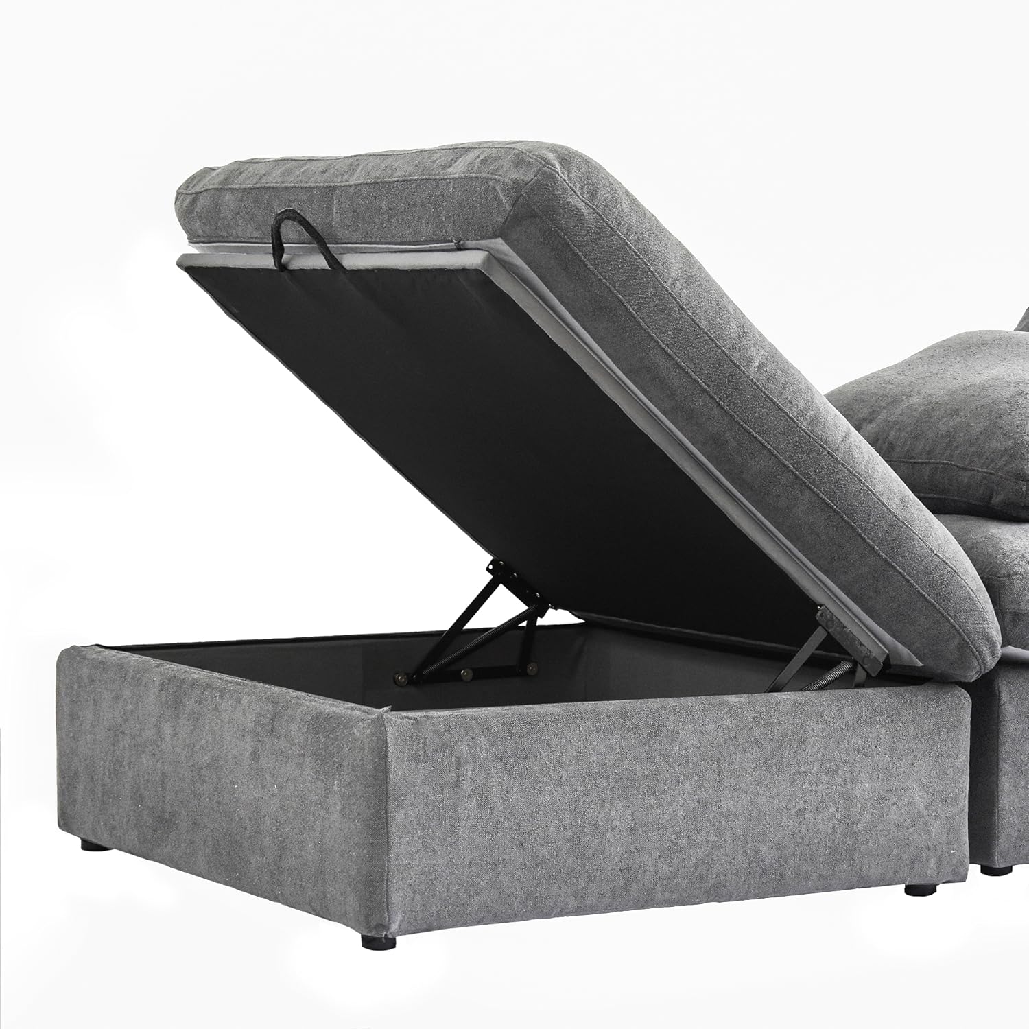 JACH L-Shaped Cloud Sectional Sofa for Living Room, Modular Convertible Sofa, Modern Comfy Couch, Covers Removable, Ottomans with Storage, Cloud Couch Furniture for Living Room Apartment (Grey)