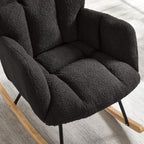 Adulto Bedroom Rocking Chair Indoor Outdoor Teddy Fabric Upholstered G,A3 | Ergonomic high back and armrests for comfort; soft teddy fabric upholstery with polyester fill; sturdy metal frame and r