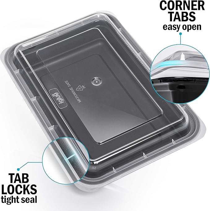 Igluu Meal Prep Containers [30 pack] 1 Compartment with Airtight Lids - Plastic Food Storage Bento Box - BPA Free - Reusable Lunch Boxes - Microwavable, Freezer and Dishwasher Safe (28 oz)