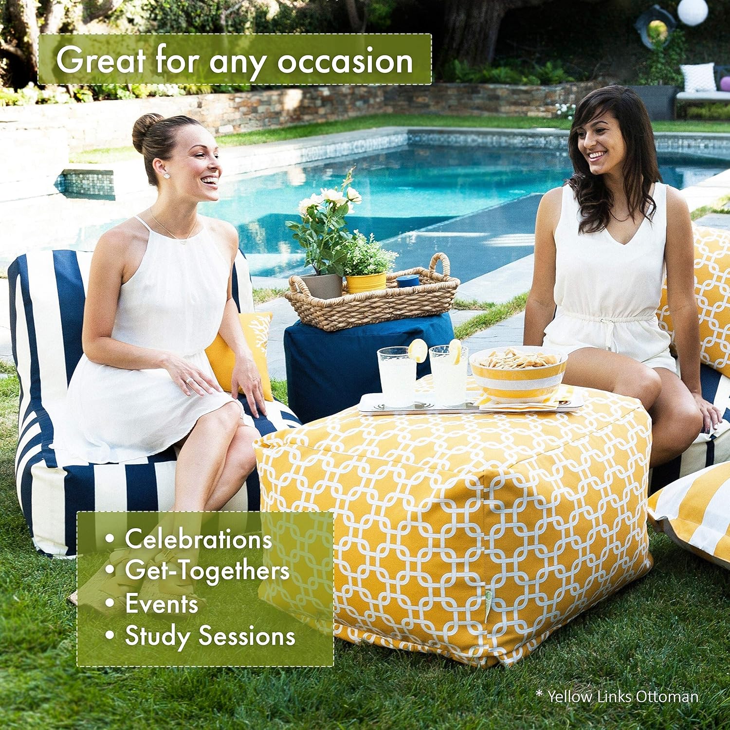 Majestic Home Goods Aruba Ottoman, Large, Citrus