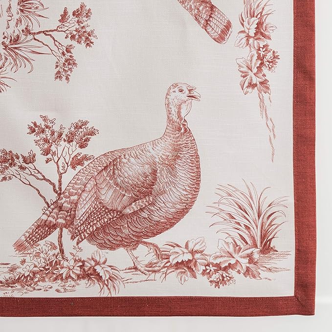 Maison d' Hermine Table Runner 100% Cotton Single Layer Table Runners 60 inches Long for Thanksgiving Christmas Decorations Home Kitchen Dining Party Wedding (Holy Jouy - Red, 14.5" x 60")