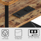 End Table with Charging Station & Outlet, Small Narrow Side Table for Bedroom, 25" H Bedside Table with USB Ports, 3-Tier Slim Nightstand, Rustic Brown