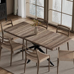 Extendable Dining Room Table for 4 6 8, 55"-70.9" Kitchen Table Rectangle Wood, Expandable Dining Table with Hidden Storage, Space Saving Farmhouse Kitchen Table for Kitchen Dining Living Room
