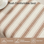 VKNOW 41" Upholstered Entryway Bench, End of Bed Bench with Cushion and Rubber Wood, Kitchen Dining Bench, Striped Bench for Dining Table, Bedroom, Living Room, Brown