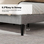 HAOARA King Size Bed Frame with Fabric Upholstered Headboard, Platform Bed with Wooden Slats Support, Fully Mattress Foundation, Box Spring Optional, Easy Assembly, Light Grey