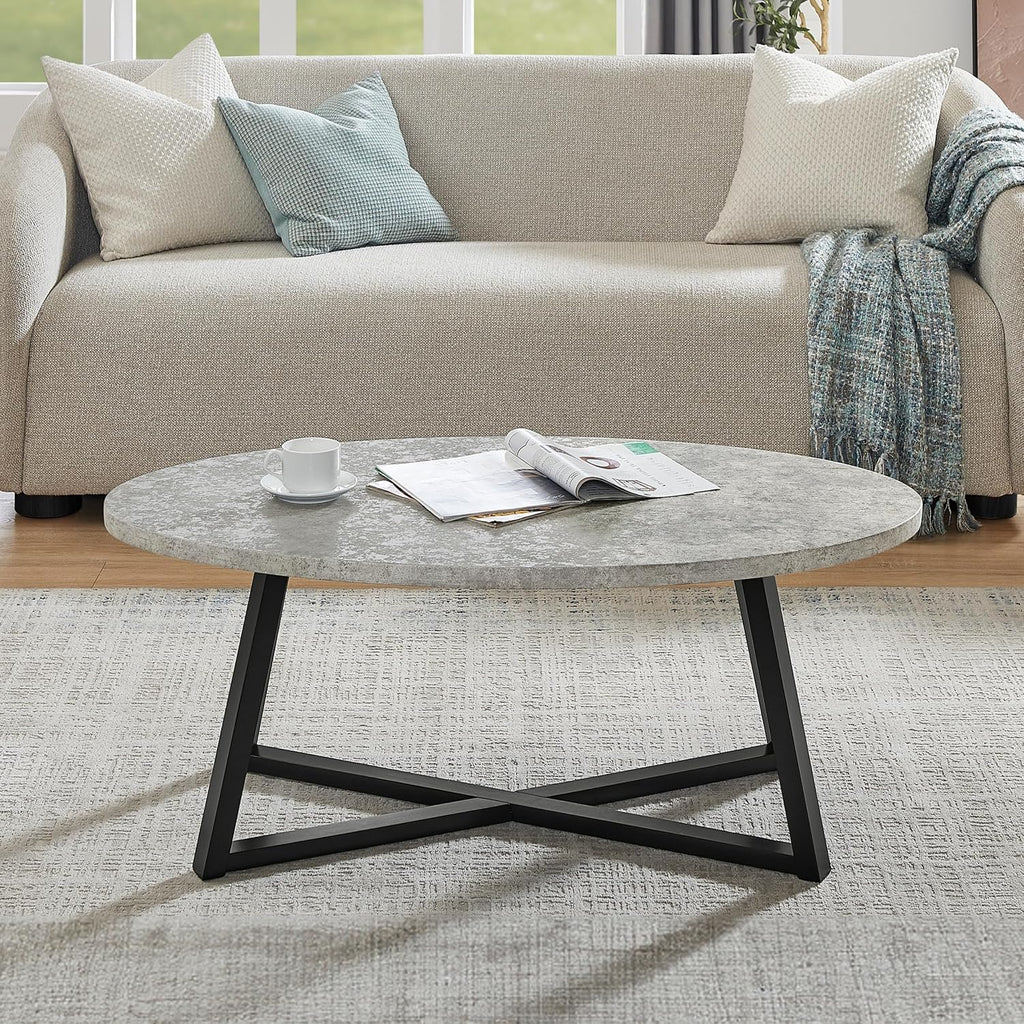 Polay Coffee Table Set 3-Piece Oval Wood with 2 Round End Tables | Modern 3-piece set with durable MDF tops and solid rubberwood legs. Oval coffee table plus two round end tables for a co