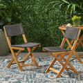 Wicker Patio Chairs Set of 2, Foldable Acacia Wood Outdoor Bistro Chairs with Woven Cane Seating for Garden, Backyard, or Balcony