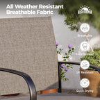 SUNSHINE VALLEY 5 Piece Patio Dining Set for 4, 37”x37” Square Table with Umbrella Hole, 4 Metal Brown Chairs, Outdoor Table and Chairs Set for Lawn Backyard and Deck