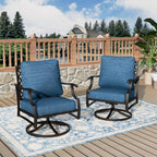 MIXPATIO, 2 Pack, Swivel Rocking Chairs, Metal, Peacock Blue | 31.5"D x 28.35"W x 35.03"H, 5.75" Thick Cushions, High Back, All Weather, 360° Swivel, E-Coated and Powder-Coated Frame