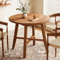 Solid Wood Round Dining Table for 2-4, 31.5-Inch Farmhouse Small Kitchen Table for Dining Room, Kitchen, or Small Spaces (Brown)