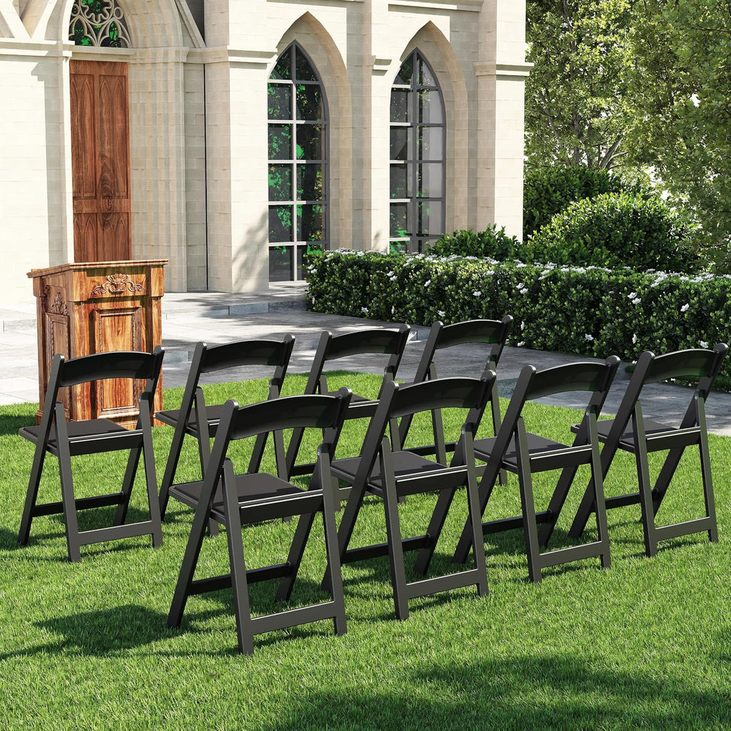 Resin Folding Chairs with Cushion for Wedding, Party, 4 Pack, 660lbs | Black Folding Chairs with Padded, Lightweight Plastic Chairs, Comfortable Foldable Chairs for Picnic, Events, Back to School