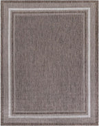 Unique Loom Outdoor Border Collection Area Rug - Soft Border (7' 10" x 10' Rectangle Brown/Ivory)