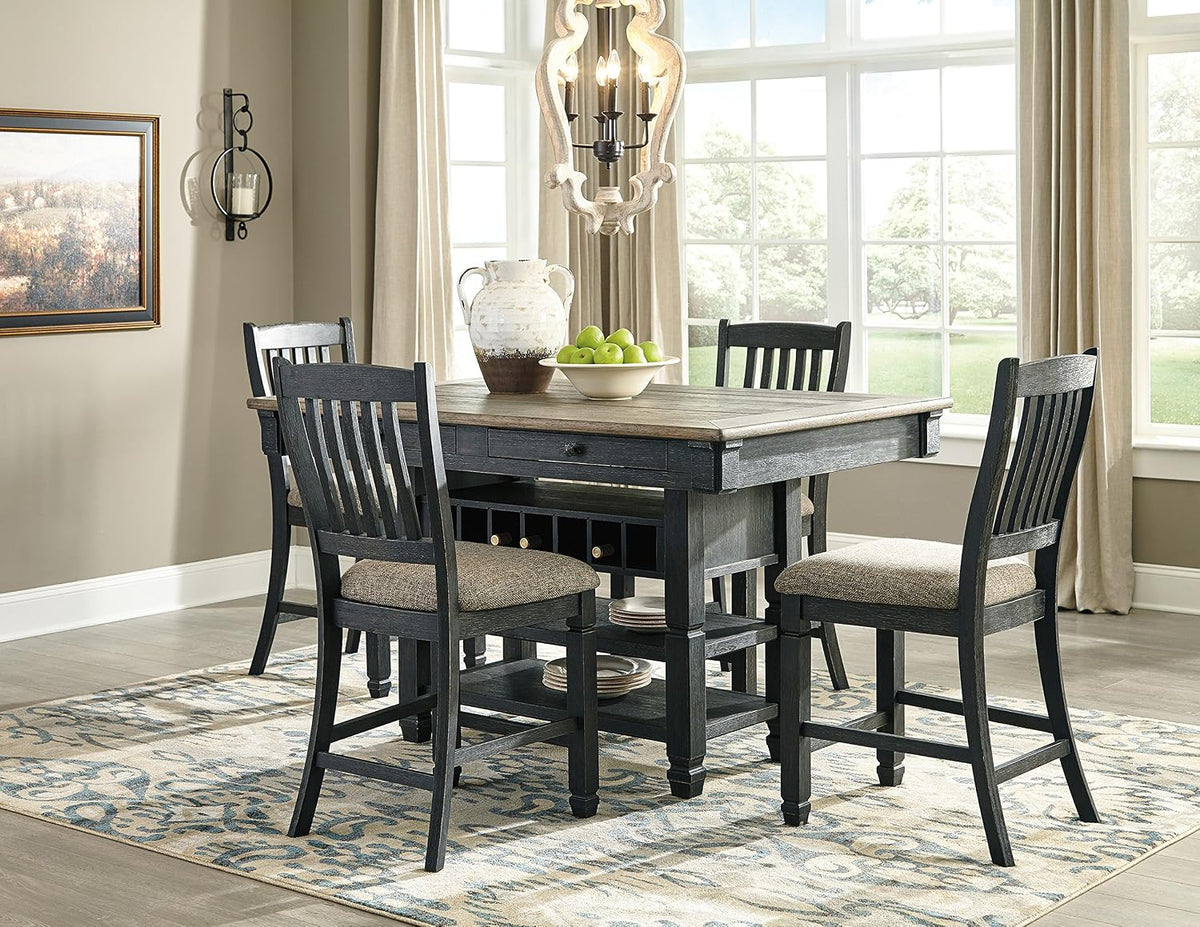 Signature Design by Ashley Counter Height Table with Storage, Farmhouse