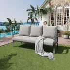 HOMREST Outdoor Couch Aluminum Patio Furniture Sofa, 3-Seat All-Weather Metal Outdoor Patio Furniture with Cushions, Grey