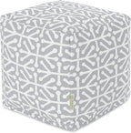 Majestic Home Goods Aruba Indoor/Outdoor Bean Bag Ottoman Pouf Cube, 17" L x 17" W x 17" H, Gray