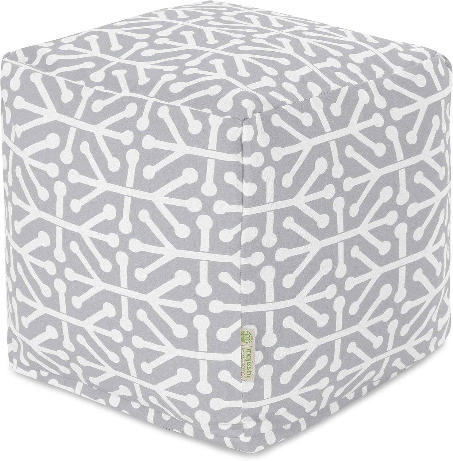 Majestic Home Goods Aruba Indoor/Outdoor Bean Bag Ottoman Pouf Cube, 17" L x 17" W x 17" H, Gray