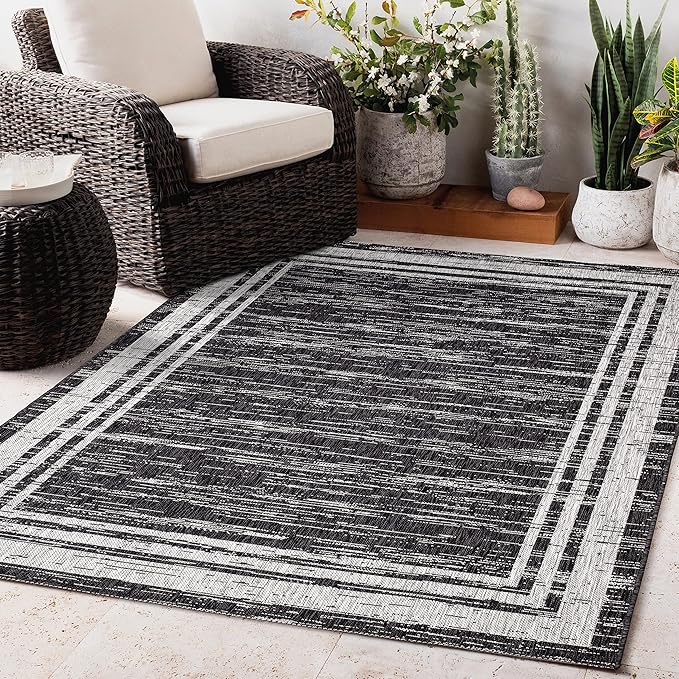 Keen Home Design Outdoor Rug - 8x10 Washable Indoor/Outdoor Rug for Patio, Balcony, Kitchen, Garden, Beach, Deck and Porch. Size: 7'9" x 10'2"