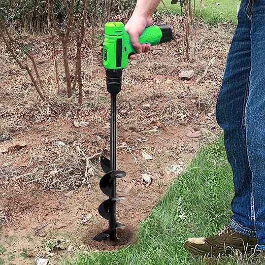 SYITCUN Auger Drill Bit for Planting - 4"X32" Heavy-Duty Auger Post Hole Digger for Fence- 3/8" Hex Drive Drill