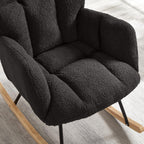 Teddy Fabric Glider Chair, 300 lbs Capacity Upholstered Rocking Chair with Metal Frame, Ergonomic High Back Accent Chair for Living Room and Bedroom, Soft Tufted Lounge Chair (Dark Gray)