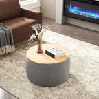 Round Ottoman, Ottoman with Storage, Coffee Table 2 in 1 Function, End Table for Living Room, Hallway, Bedroom (Dark Grey)