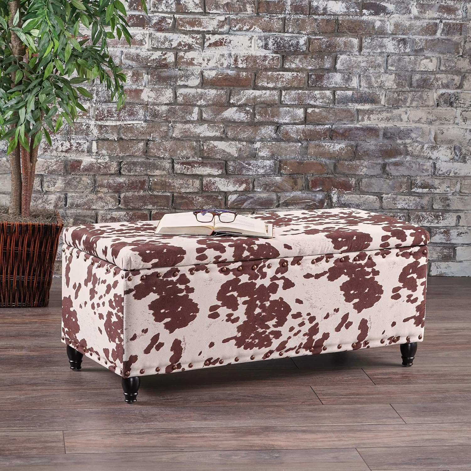 Storage Ottoman for Bedroom End of Bed, Bench Seating with Storage, Large Storage Chest for Living Room with Safety Hinge, Flip Top Benches Furniture for Entryway/Office (Cream+Dark Brown)