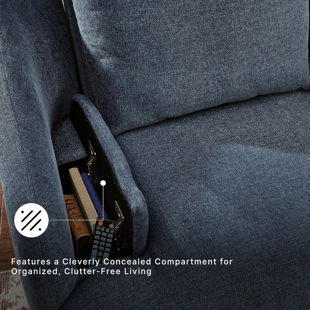 Signature Design by Ashley Modmax Swivel Glider Recliner, Hidden Storage & Washable Bolsters, Next-Gen Nuvella Performance Fabric, Modern Chair for Living Room or Office, Ink Blue
