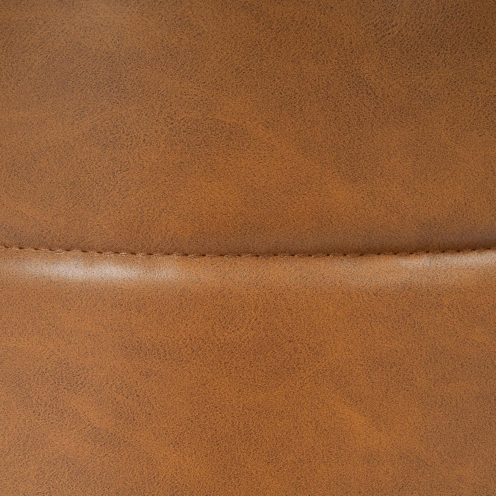 Spatial Order Upholstered Faux Leather Round Ottoman (No Lid, Seat Only) | Spatial Order Home Décor | Foot Rest Pouf – Camel Brown