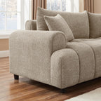 VANOMi Boucle Sofa Couch, 91" Comfy Tufted Upholstered Cloud Couches, Modern 3 Seater Sofa with Pillows, Oversized Deep Seat Sherpa Couch for Living Room, Bedroom, Apartment (Camel Color)