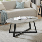 Polay Coffee Table Set 3-Piece Oval Wood with 2 Round End Tables | Modern 3-piece set with durable MDF tops and solid rubberwood legs. Oval coffee table plus two round end tables for a co