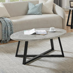 Roundhill Furniture Modern Harmony 3-Piece Wood Oval Coffee Table Set, Gray