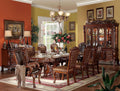Traditional Kitchen Furniture Set 9pc Formal Dining Table Set Include 1 Extendable Pedestal Table and 8 Upholstered Chairs, 8-Person Solid Wood Extendable Dining Set (Cherry A)