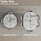 42"-58" Round Extendable Dining Table for 4-6, Kitchen Oval Table with Hidden Leaves & Storage Shelf, Space Saving Modern Design with Sturdy Metal Legs for Kitchen, Dining Room & Small Apartments