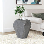Coaster Home Furnishings - Jacinto - Solid Mango Wood - 19.5-Inch Octagonal Side Table with Geometric Design, Plastic Glides and Space-Saving Build - Living Room and Entryway - Gray - 931159