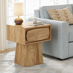 Tribesigns End Table with Storage Drawer, Modern Wooden Side Table with Curved Handle, Small Nightstand for Living Room, Bedroom, Small Spaces (Natural Wood Color)
