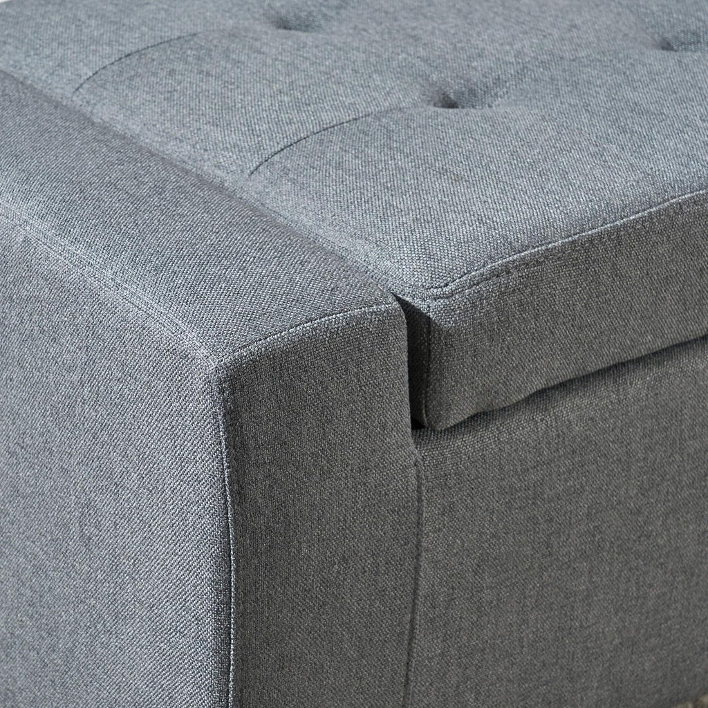Christopher Knight Home Guernsey Fabric Storage Ottoman, Charcoal 20x50.25x16.75 inches