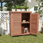 32" Solid Wood Modern Sideboard, Farmhouse Buffet with Rustic Design, Storage Cabinet for Dining Room with Ample Storage for Outdoor Patio Garden Spaces, Brown
