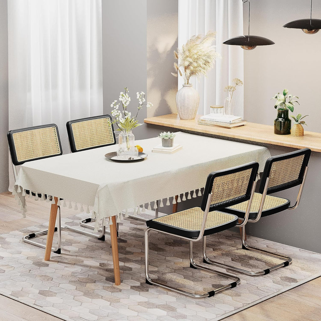 Rattan Dining Chairs Set of 2 Mid Century Modern Dining Room Chairs with Natural Rattan Woven Backrest and Seat Upholstered Kitchen Armless Side Chairs with Metal Legs, Black