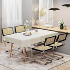 Rattan Dining Chairs Set of 2 Mid Century Modern Dining Room Chairs with Natural Rattan Woven Backrest and Seat Upholstered Kitchen Armless Side Chairs with Metal Legs, Black