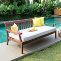 Cambridge Casual Solid Wood Como Daybed, 3-Seater Patio Sofa Bed with Removable Cushion, Weather-Resistant Frame, Natural Brown/Oyster
