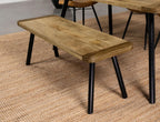Coaster Home Furnishings - Maverick - 53-Inch Wood Dining Bench - Rustic Farmhouse Style with Mango & Sheesham Wood Top, Black Iron Legs - Dining Room, Kitchen - Natural Mango & Black - 123043
