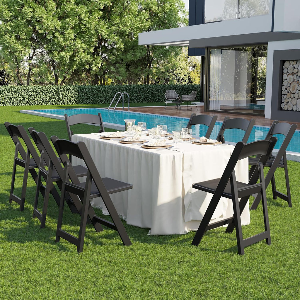 Resin Folding Chairs with Cushion for Wedding, Party, 4 Pack, 660lbs | Black Folding Chairs with Padded, Lightweight Plastic Chairs, Comfortable Foldable Chairs for Picnic, Events, Back to School