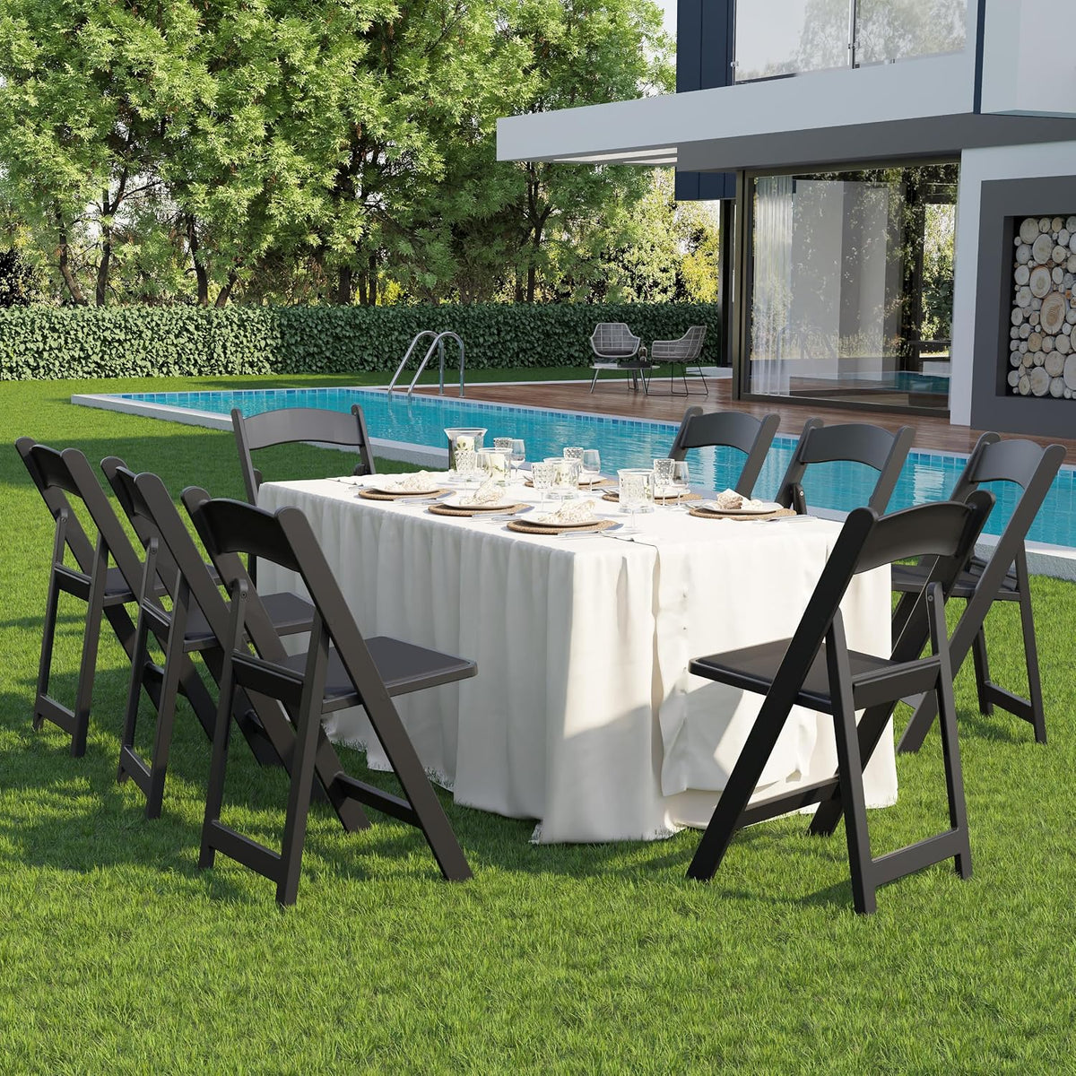 Resin Folding Chairs with Cushion for Wedding, Party, 4 Pack, 660lbs | Black Folding Chairs with Padded, Lightweight Plastic Chairs, Comfortable Foldable Chairs for Picnic, Events, Back to School