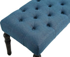 Roundhill Furniture Leviton Fabric Tufted Turned Leg Dining Bench, Blue