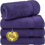 Cotton Paradise 4 Piece Turkish Bath Towels for Bathroom, 100% Cotton Extra Large Soft Plush Towels Bathroom Set, Purple