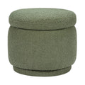 Enoki Storage Ottoman in Olive Boucle, Greenguard Gold Certified