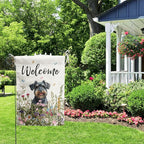 Spring Summer Garden Flag Floral Schnauzer Yard Flag Flower Dog Garden Flags for Outside Small Outdoor Welcome Flags 12x18 Double Sided