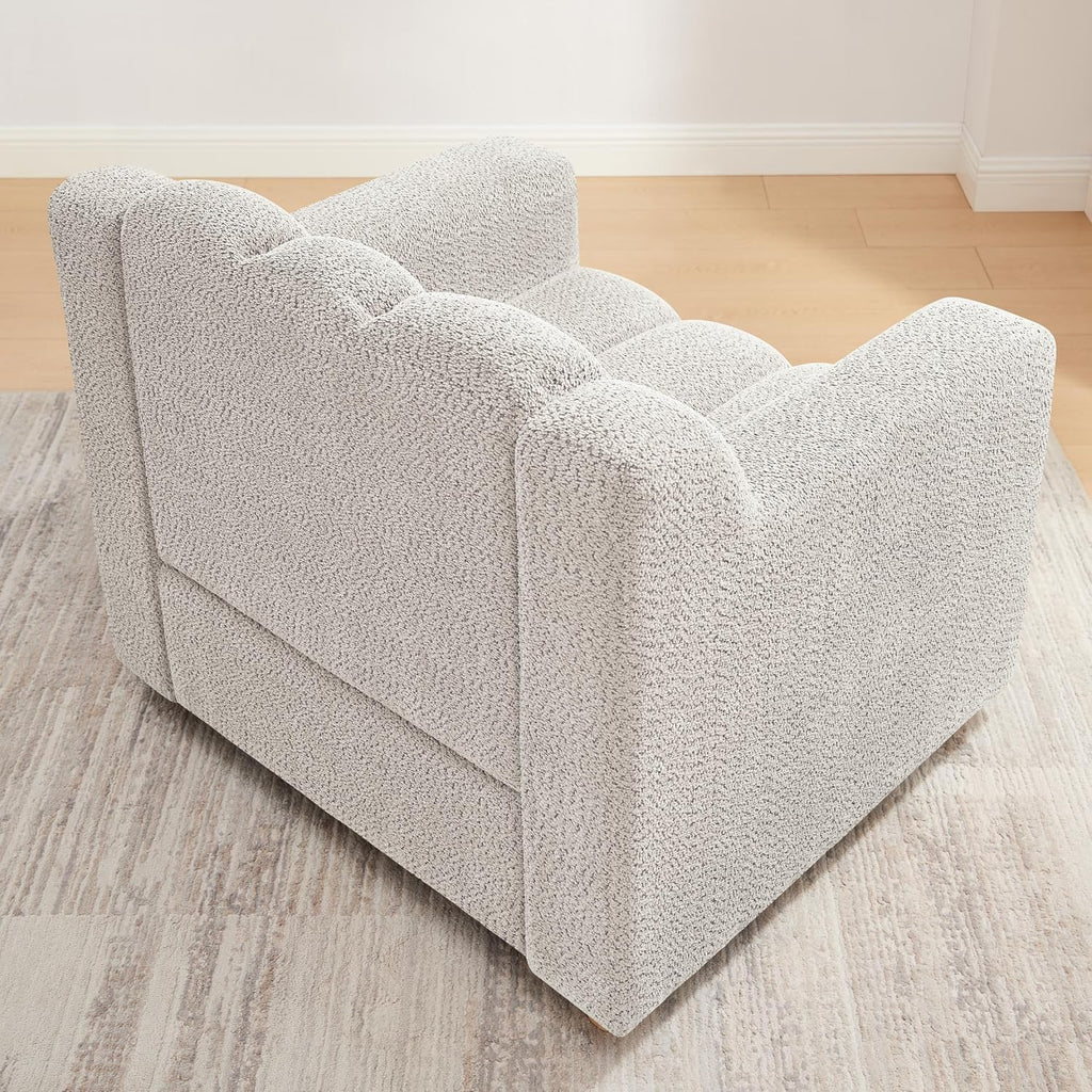 VANOMi Oversized Accent Chair Set of 2, Modern Living Room Chairs, Comfy Boucle Fabric Upholstered Armchair for Bedroom, Office, Waiting Room (Beige)
