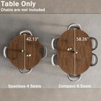 42"-58" Extendable Round Dining Table for 4-6, Kitchen Oval Table with Hidden Leaves & Storage Shelf, Space Saving Modern Design with Sturdy Metal Legs for Kitchen, Dining Room & Small Apartments